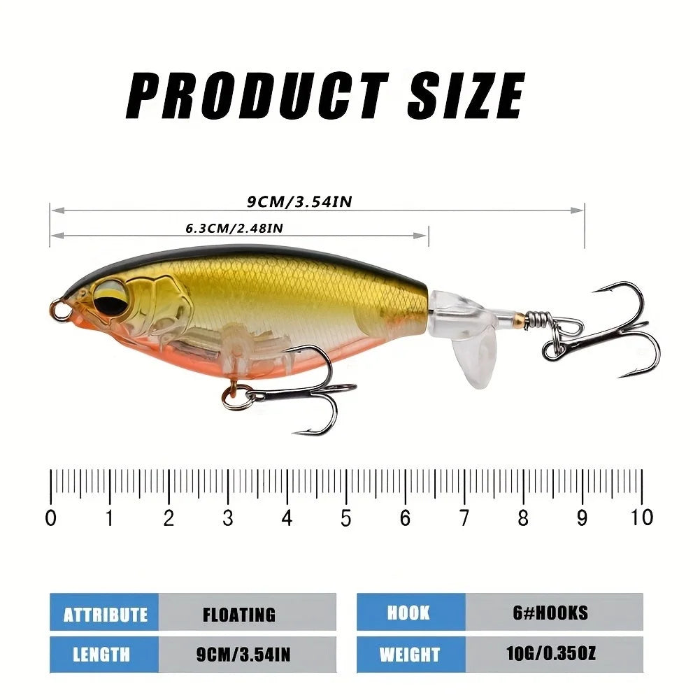 1Pcs Topwater Top Water Fishing Lure 6g/10g Trolling Catfish Artificial Hard Bait with Soft Rotating Tail Fishing Tackle