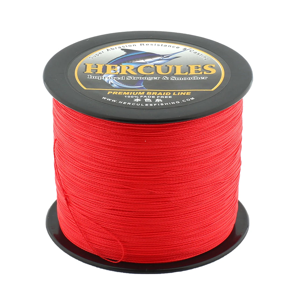 Braided Wire Fishing Line 4 Strands 500M 1000M  Red Color Never Come Off  PE100LBS 0.06mm 0.08mm 0.1mm 0.55mm Saltwater Hercules