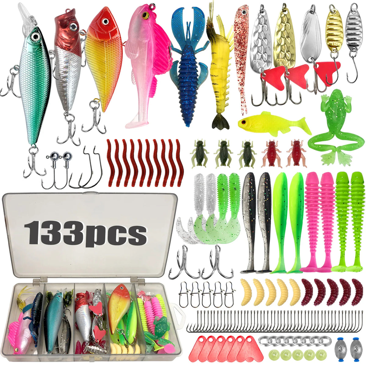 Fishing 83/133/193/239/409pcs Fishing Lure Kit For Trout/Pike/Bass Multi-Lure Fishing Set Layered Tackle Pro Gear Tackle Box