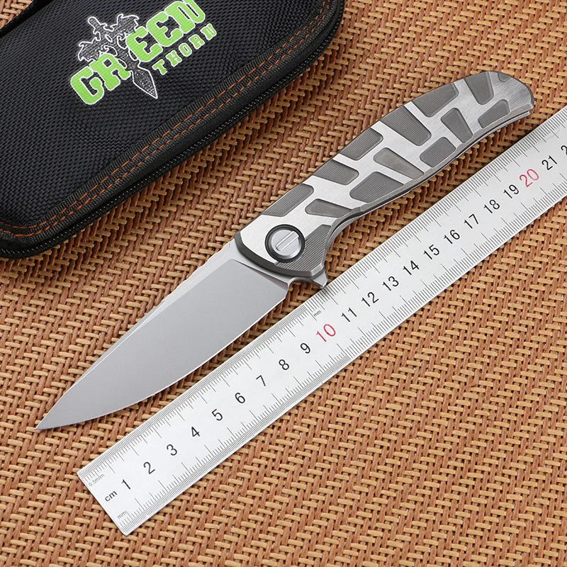 Green Thorn F95T CD Folding Knife VG10 Blade Material Titanium Alloy Handle Outdoor Camping Fishing Portable Practical EDC Tool