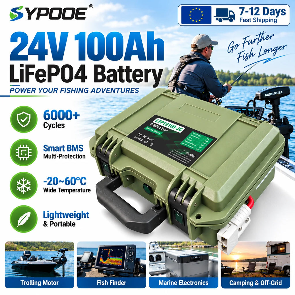 Original 24V 100Ah LiFePO4 Battery For Fishing Boat Trolling Motor  Fish Finder 6K Cycles Bluetooth BMS Portable Lithium Battery