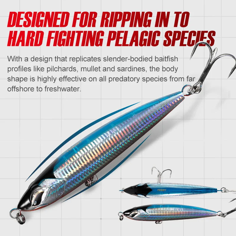 NOEBY Stickbait Pencil Fishing Lure 160mm 58g 190mm 86g Floating Topwater Wobbler Big Game Hard Bait GT Tuna Sea Fishing Lures