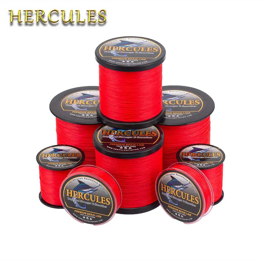 Braided Wire Fishing Line 4 Strands 500M 1000M  Red Color Never Come Off  PE100LBS 0.06mm 0.08mm 0.1mm 0.55mm Saltwater Hercules