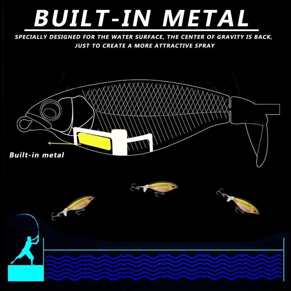 1Pcs Topwater Top Water Fishing Lure 6g/10g Trolling Catfish Artificial Hard Bait with Soft Rotating Tail Fishing Tackle