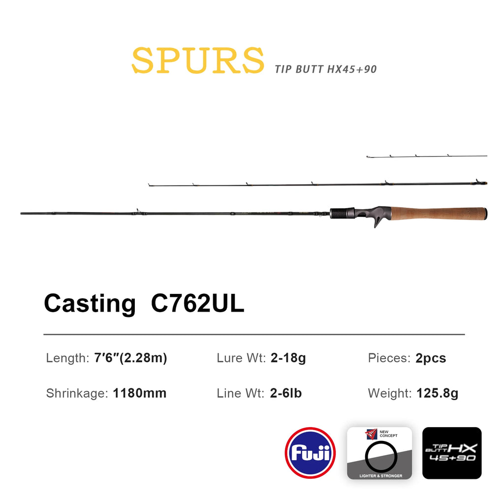 SPURS Pro Light Game Fishing Rod 1.86 2.15m UL/L Fast Action FUJI Guide Spinning Casting Carbon Rod For Trout Rochfish Bass